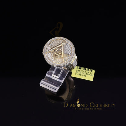 DiamondCelebritees Real 0.25CT Diamond Yellow 925 Silver Men's Adjustable Ring From Size 10 to 12