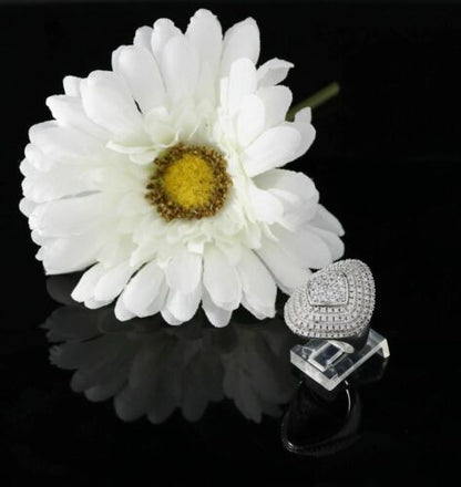 DiamondCelebritees 925 Sterling White Silver With Cubic Zirconia 1.67 ct Cocktail Ring Size 7.5