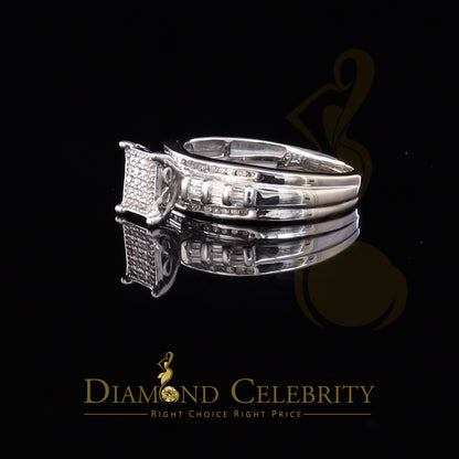 DiamondCelebritees 0.25ct Real Diamond 925 Sterling White Silver Shine Womens Square Ring SZ 7