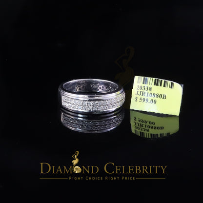 DiamondCelebritees 0.10ct Round Cut 925 Sterling Silver White Diamond Men's Wedding Band Ring SZ 11