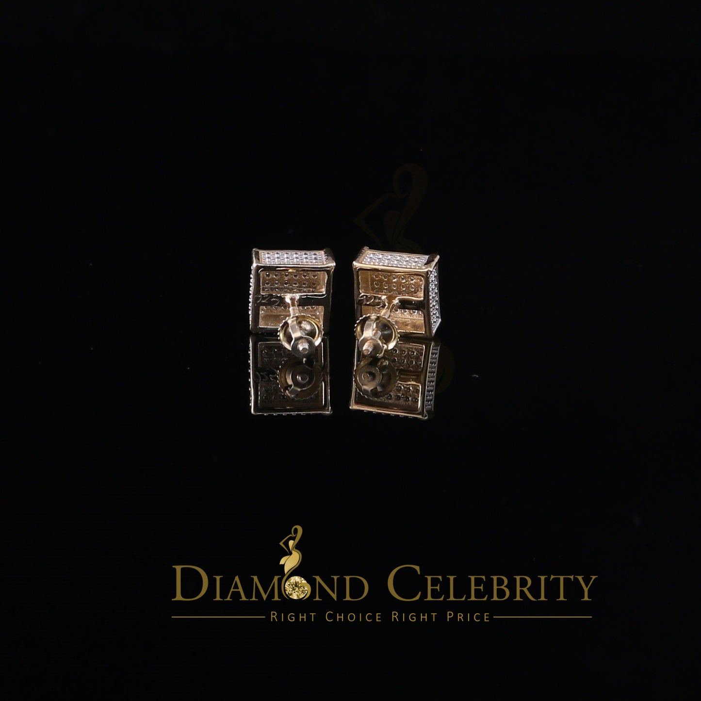 DiamondCelebritees 925 Sterling Silver 0.20ct Diamond Yellow Stud Men's/ Women's Earrings