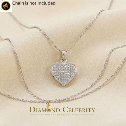 DiamondCelebritees  Real 0.25ct Diamond Sterling 925 Silver HEART Charm Necklace White Pendant