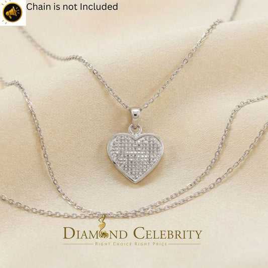 DiamondCelebritees  Real 0.25ct Diamond Sterling 925 Silver HEART Charm Necklace White Pendant