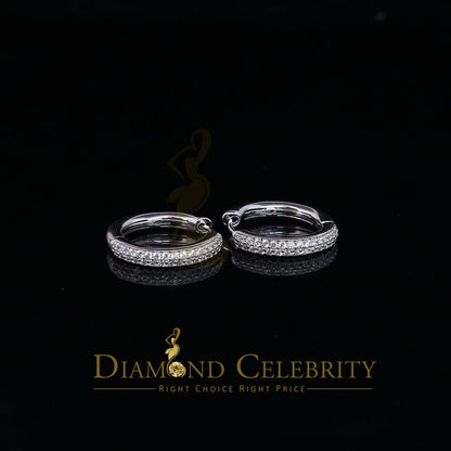 DiamondCelebritees  Men's hip hop White 925 Sterling Silver Cubic Zirconia 2 row Huggie Hoop Earring