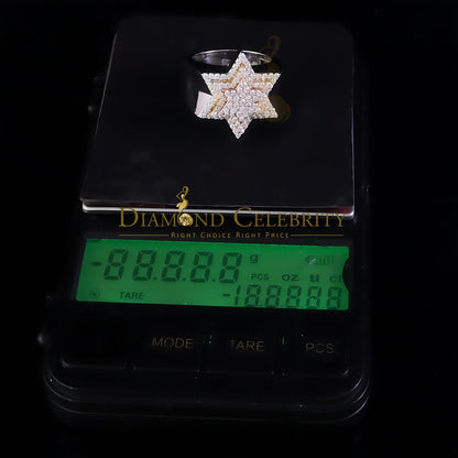 DiamondCelebritees 2.50ct VVS 'D' Moissanite White Men's Six Pointed Star of David Silver Ring Sz9