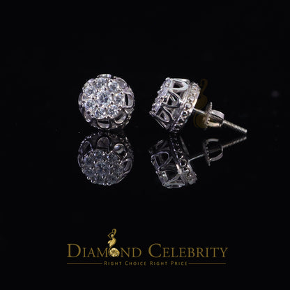 DiamondCelebritees  1.14ct Cubic Zirconia 925 White Silver Women's & Men's Hip Hop Flower Earrings