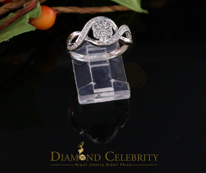 DiamondCelebritees 0.15 CT Real Diamond 925 Sterling Silver White Geometrical Womens Ring Size 7