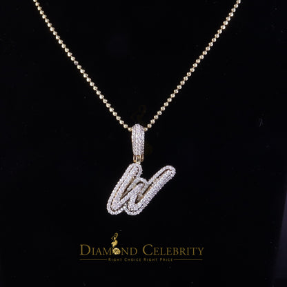 DiamondCelebritees Yellow Cursive 3D Alphabet Shape 925 Sterling Silver Cubic Zirconia Pendant