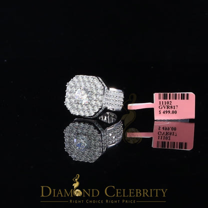 DiamondCelebritees 925 SilverJewelry White 16.0ct Cubic Zirconia Wide Octagon Men's Ring Size 9.5