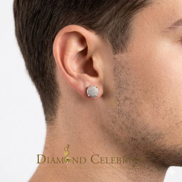 DiamondCelebritees 925 Sterling Silver 0.10ct Diamond For Women's & Men's Yellow Stud Round Earring