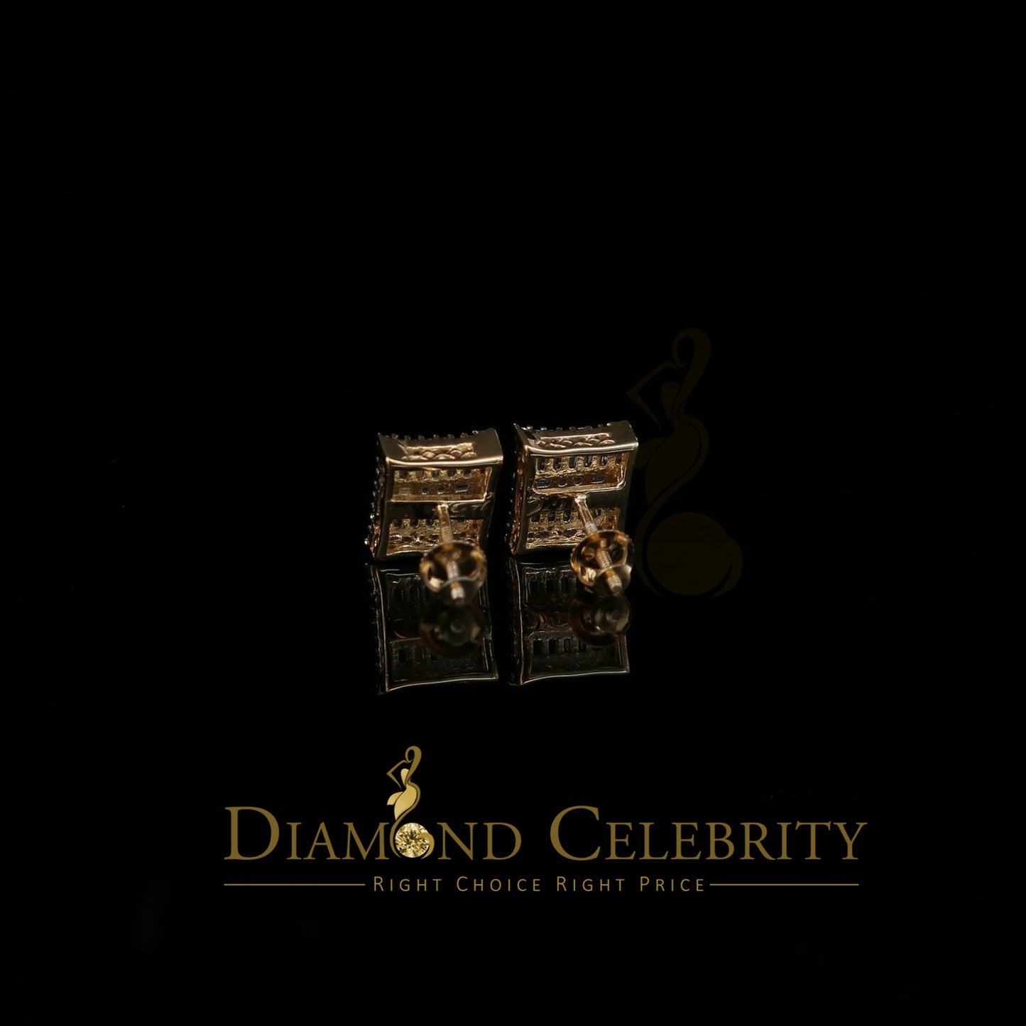 DiamondCelebritees  Yellow 925 Sterling Silver 0.68ct Cubic Zirconia Women's & Men's Square Earrings