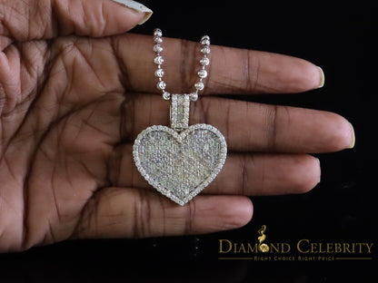 Diamondcelebritees  925 White Silver 6.50ct VVS D Clr. Moissanite Bagutte Heart Pendant Women's