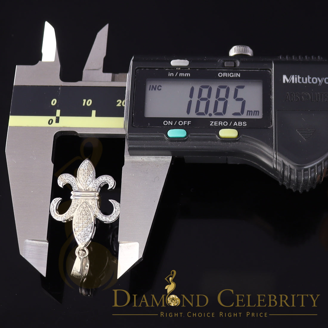 DiamondCelebritees White 925 Fleur de Lis Shape Sterling Silver Pendant with 0.50ct Cubic Zirconia