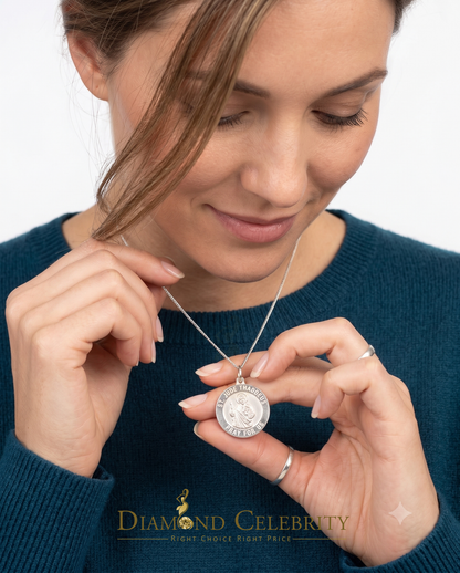 DiamondCelebritees 925 Sterling Silver Men's/Women's Saint Jude Thaddeus Pendant White Religious