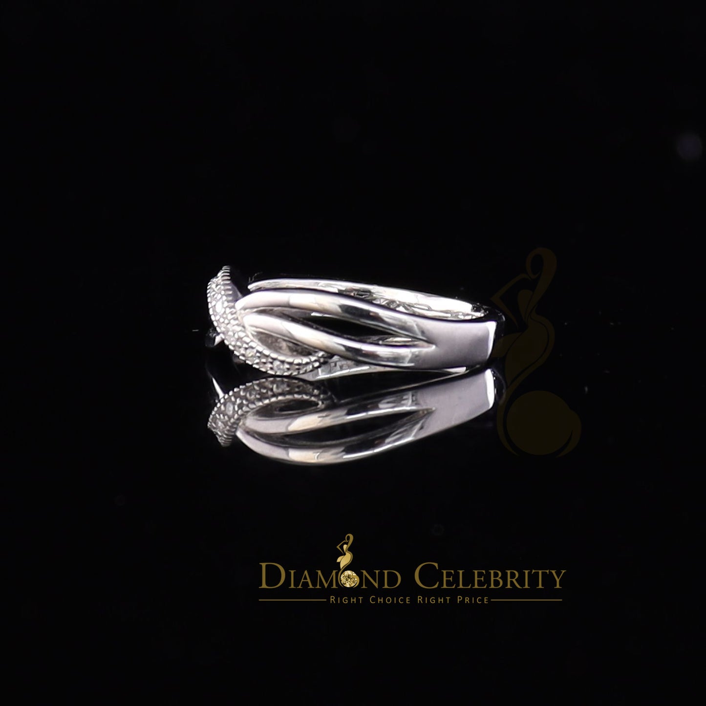 DiamondCelebritees 925 Silver White Cubic Zirconia 0.10ct Band Round Engangement Womens Ring Size 6