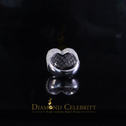 DiamondCelebritees Sterling Men's 925 White Silver 5.00ct VVS 'D' Moissanite Heart Ring Size 8