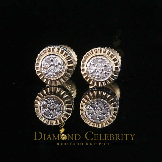DiamondCelebritees 925 Sterling Silver 0.05ct Diamond for Women's/ Men's Yellow Stud Round Earrings