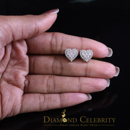 DiamondCelebritees  1.18ct Cubic Zirconia 925 White Sterling Silver Women's Hip Hop Heart Earrings