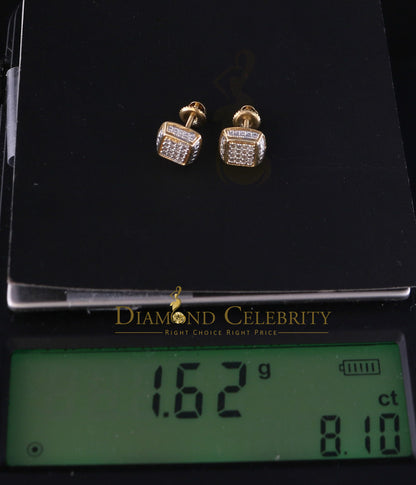 DiamondCelebritees 0.10ct Diamond Stud Earrings For Women Yellow 925 Sterling Silver Stud For unisex