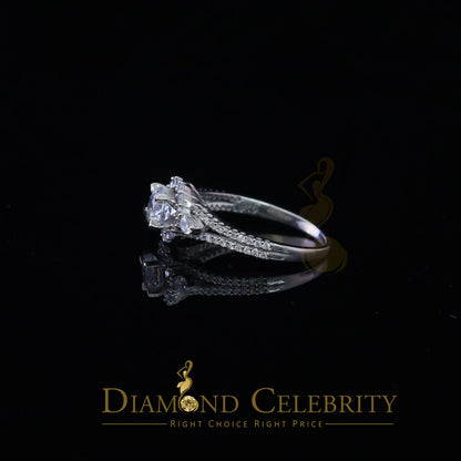 DiamondCelebritees 2.50ct Sterling Silver White Cubic Zirconia Flower Wedding Women's Ring Size 7