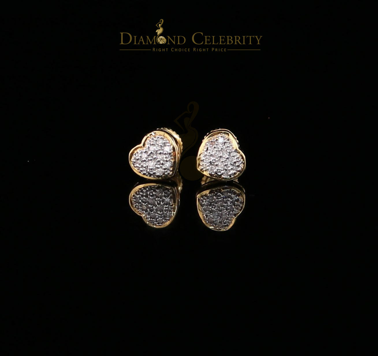 DiamondCelebritees 10K Real Yellow Gold with 0.08CT Real Diamond Men's/Women's Stud Micro Earring