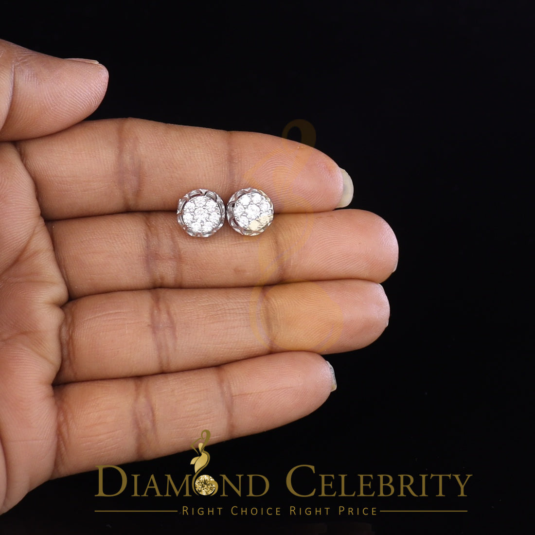 DiamondCelebritees  1.14ct Cubic Zirconia 925 White Silver Women's & Men's Hip Hop Flower Earrings
