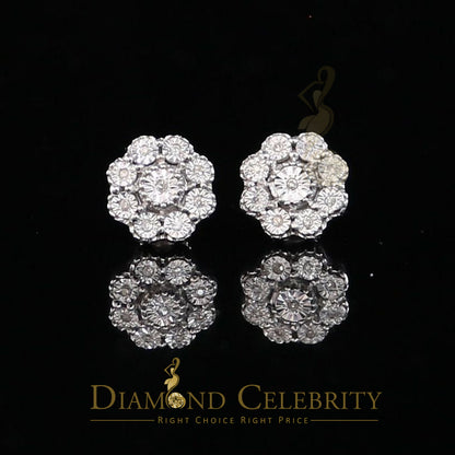 DiamondCelebritees 0.10ct Diamond 925 Sterling Silver White Floral Earrings For Men's & Women's