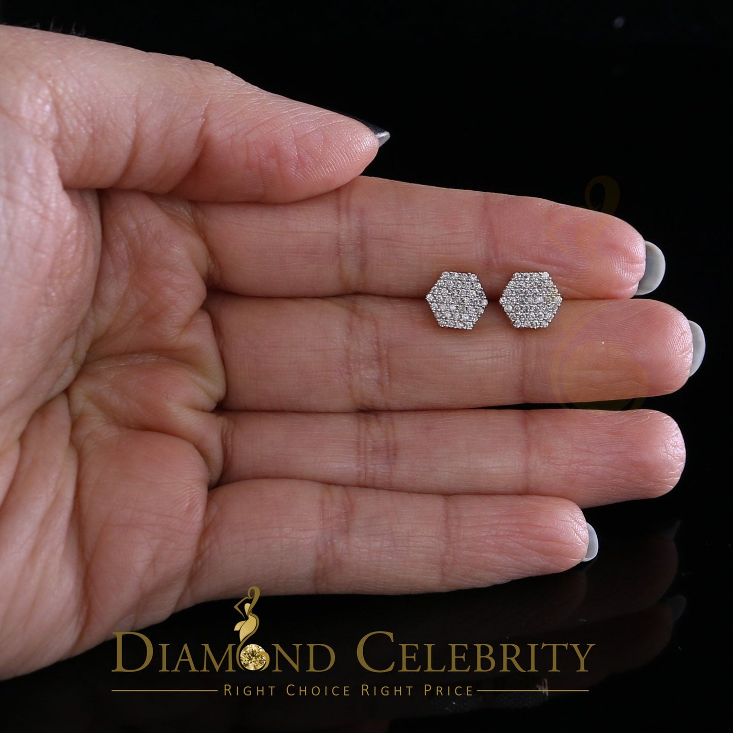 DiamondCelebritees Real Diamond 0.50CT 10K Real Yellow Gold Men's/Women's Stud Round Earring