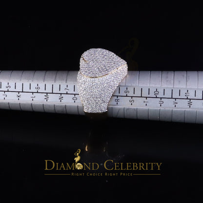 DiamondCelebritees Men's 925 Yellow Silver 5.00ct VVS 'D' Round Moissanite Heart Ring Size 8