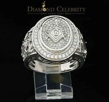 DiamondCelebritees 925 Silver White 1.75ct Cubic Zirconia Oval Wide Band Cocktail Men's Ring SZ 10