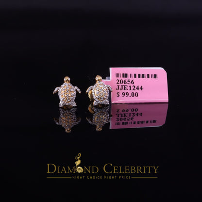 DiamondCelebritees  925 Sterling Yellow Silver 0.50ct Cubic Zirconia Turtle Earring Women & Men's