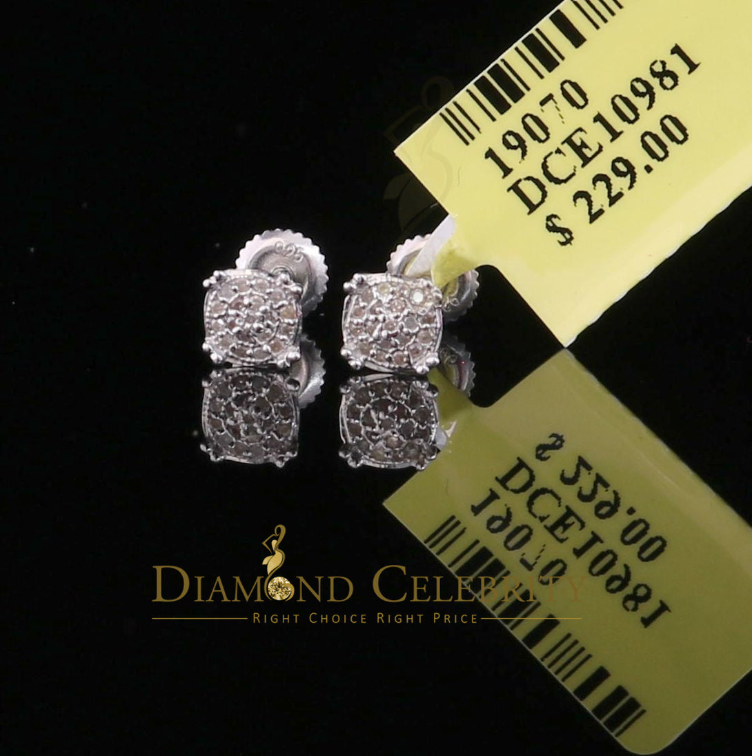 DiamondCelebritees 0.10 ct Diamond 925 Sterling Silver White For Men's & Women's Round Earrings