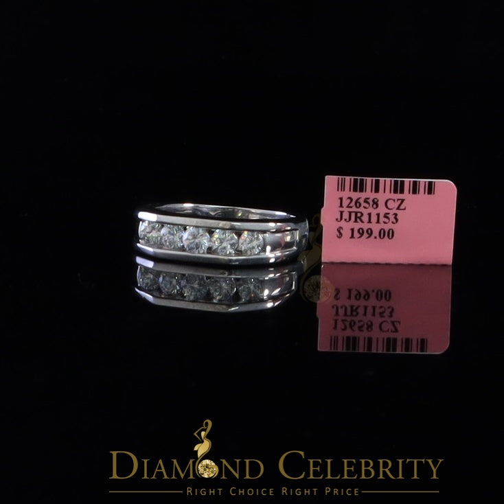 DiamondCelebritees Sterling Silver 925 White 1.0ct Cubic Zirconia Men's Ring Size 11