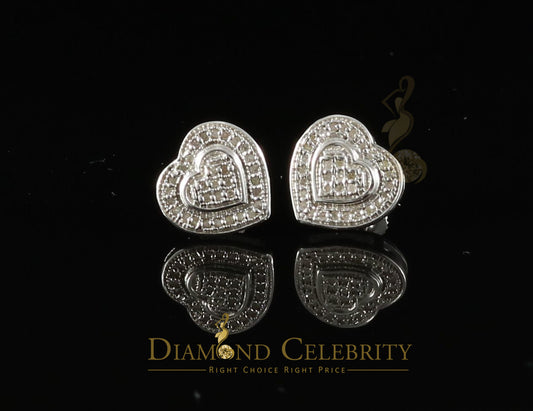 DiamondCelebritees 0.10ct Diamond Heart Earring White 925 Sterling Silver Stud For Men's & Women's