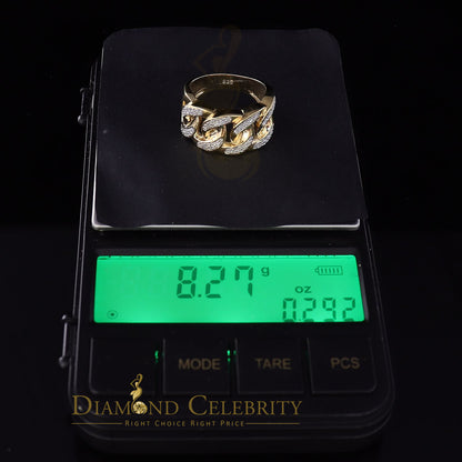 DiamondCelebritees 925 Sterling Silver Yellow Womens Ring Size 8 With Miami Cuban 0.33 CT Diamond