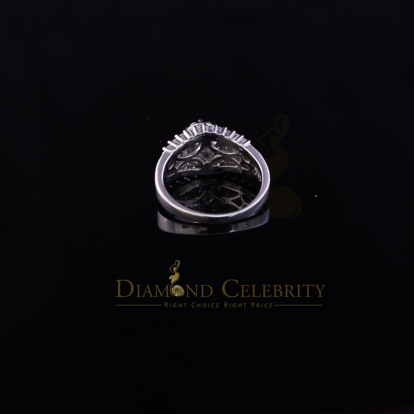 DiamondCelebritees 2.00ct Cubic Zirconia Sterling White Silver Round Engagement Womens Ring Size 7