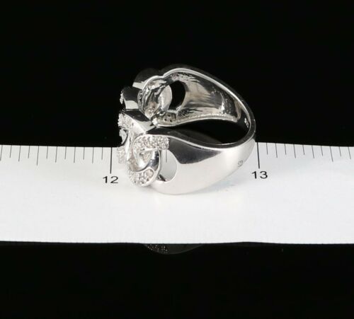 DiamondCelebritees 925 Sterling White Silver With Miami Cubic 0.33CT Diamond Men's Ring Size 9
