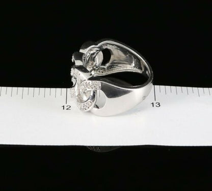 DiamondCelebritees 925 Sterling White Silver With Miami Cubic 0.33CT Diamond Men's Ring Size 9
