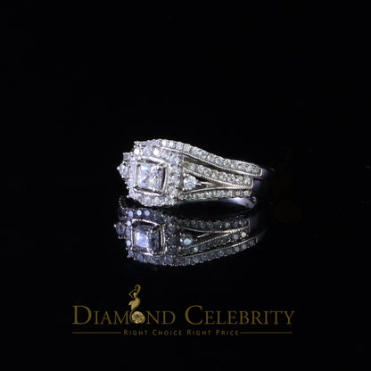 DiamondCelebritees 1.75ct Cubic Zirconia White Sterling Silver Men's/ Women 2PC Bridal Rings Size 7