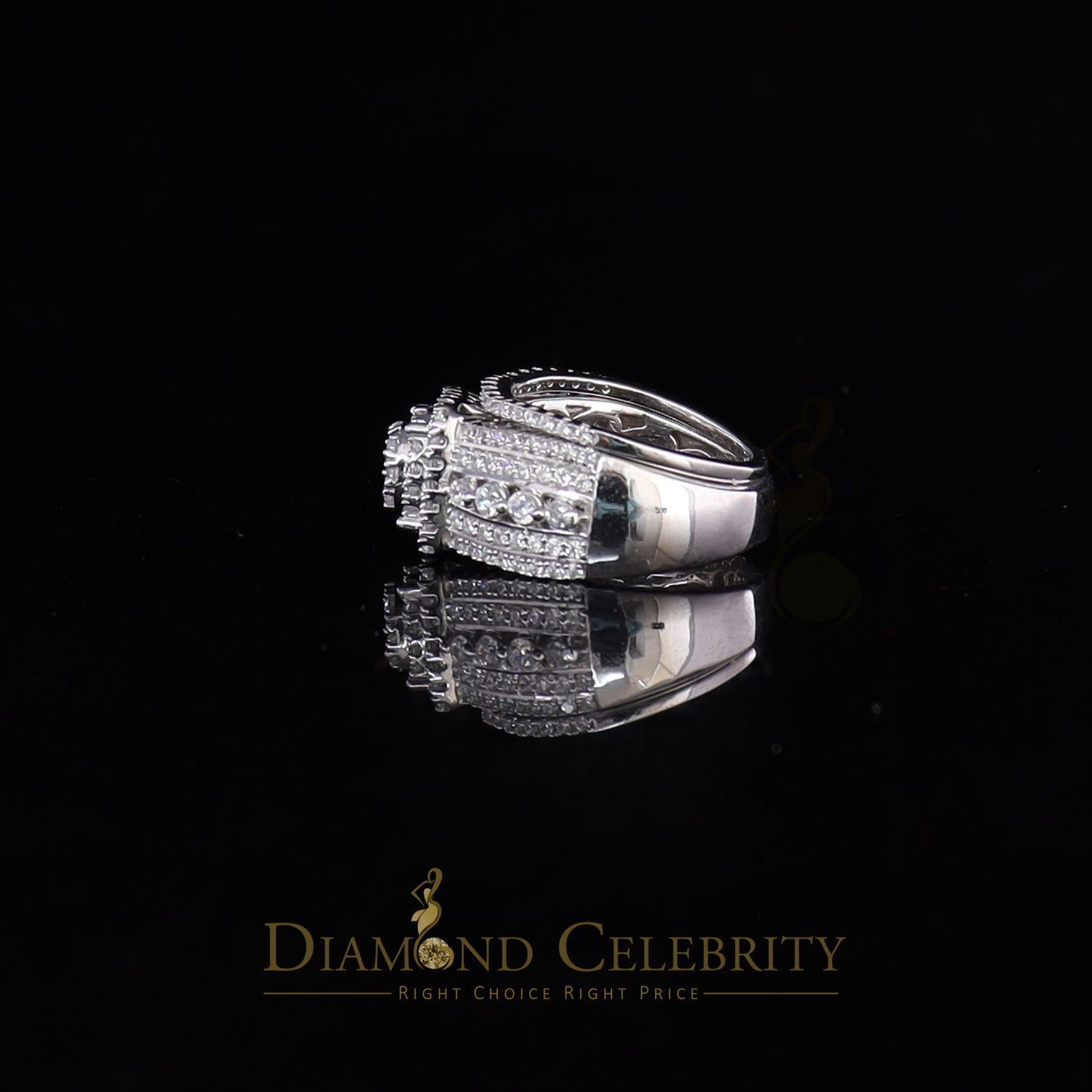 DiamondCelebritees White Sterling Silver 3.50ct Round Cubic Zirconia Double Bridal Womens Ring SZ7