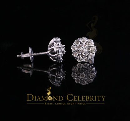 DiamondCelebritees 0.15ct Diamond 925 Sterling Silver White Floral Earrings For Men's / Women's