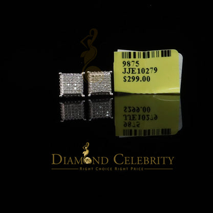 DiamondCelebritees Aretes Para Hombre 925 Silver 0.15ct Diamond Women & Men Square White Earrings