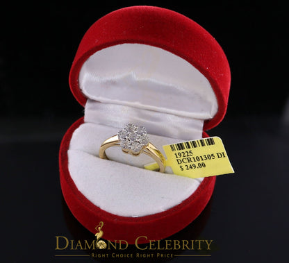 DiamondCelebritees Real Diamond 0.05ct Engagement Womens 925 Silver Yellow Ring Flower Shape Size 7