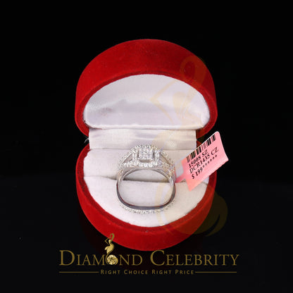 DiamondCelebritees 925 Sterling White Silver Square Cubic Zirconia 1.50ct Bridal Womens Ring Size 7