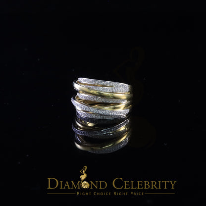 DiamondCelebritees 1.50 ct 925 Sterling Yellow Silver Cubic Zirconia Cocktail Womens Ring Size 9.5