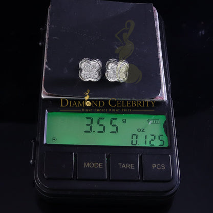 Diamondcelebritees 1.00ct 925 Sterling Silver Moissanite Clover Stud Earrings For Men & Women