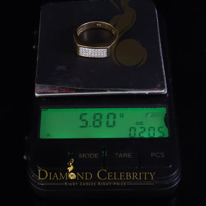 DiamondCelebritees Sterling Mens 0.81ct Yellow Cubic Zirconia Silver Rectangle Fashion Ring Size 9
