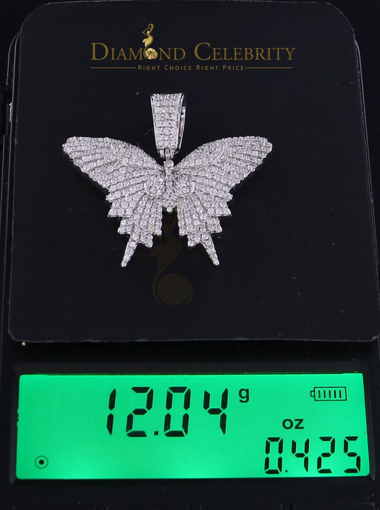 DiamondCelebritees White 925 Sterling Silver Butterfly Shape Pendant with 3.36ct Cubic Zirconia