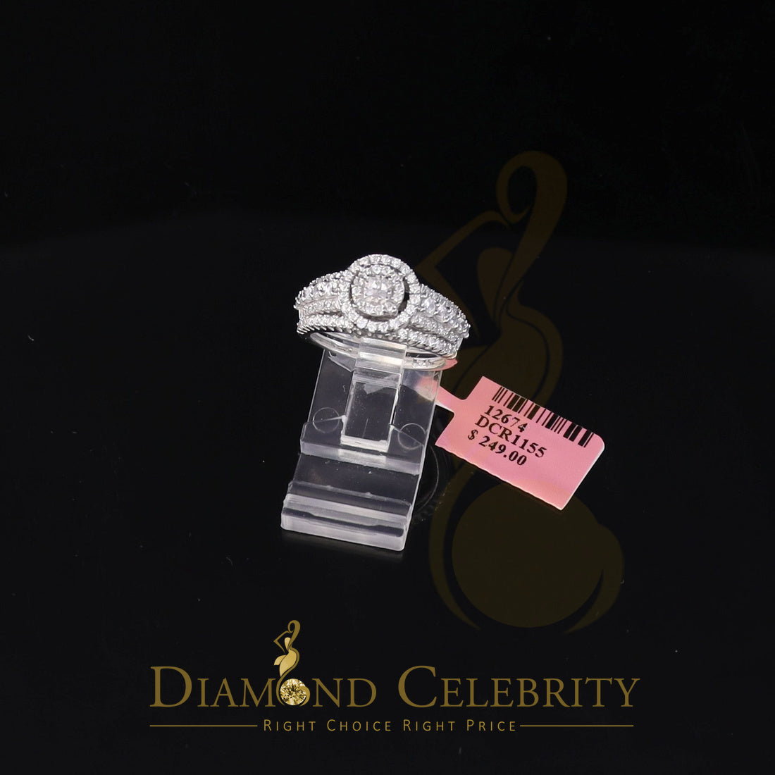 DiamondCelebritees 3.20ct Cubic Zirconia White Silver Womens Round Bridal Womens Ring Size 7