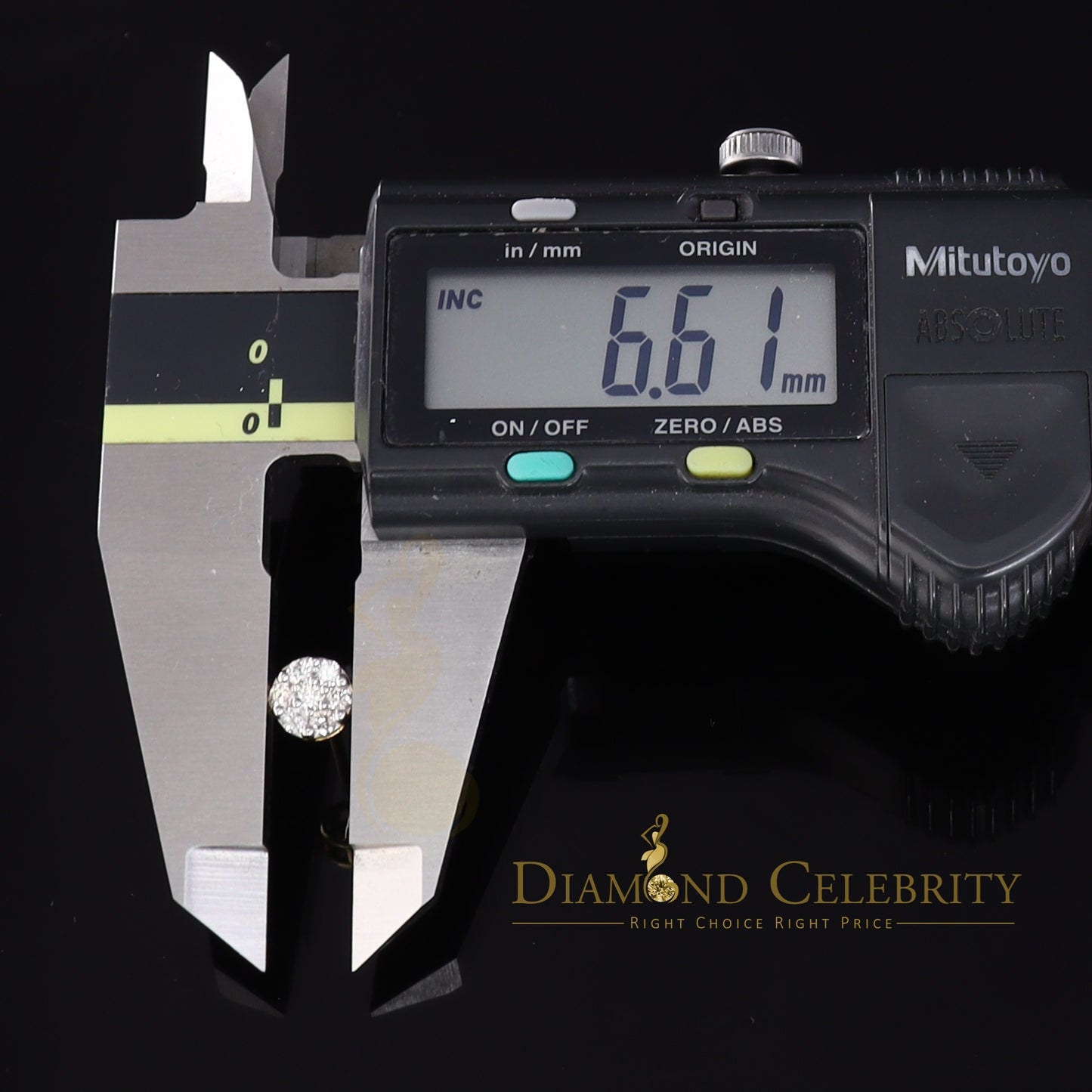 DiamondCelebritees 0.50 CT Real Diamond with 10K Real Yellow Gold with Round Stud Earrings